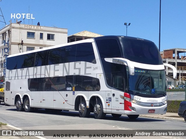 Auto Viação Catarinense 3699 na cidade de Balneário Camboriú, Santa Catarina, Brasil, por Andrey  Soares Vassão. Número da foto: #12320530.