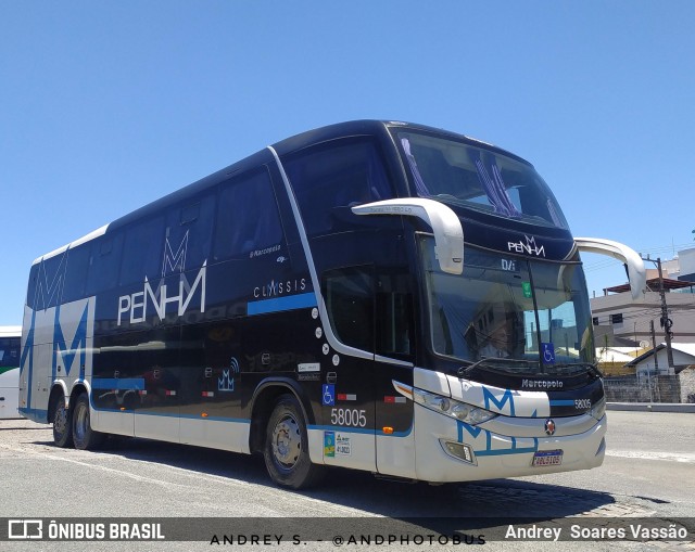 Empresa de Ônibus Nossa Senhora da Penha 58005 na cidade de Balneário Camboriú, Santa Catarina, Brasil, por Andrey  Soares Vassão. Número da foto: #12323097.