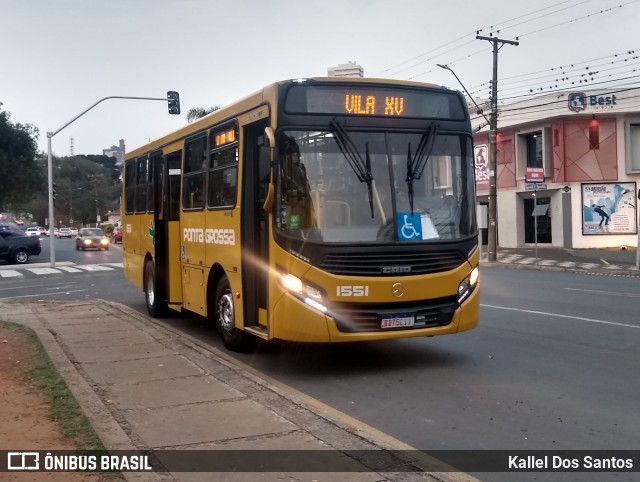 VCG - Viação Campos Gerais 1551 na cidade de Ponta Grossa, Paraná, Brasil, por Kallel Dos Santos. Número da foto: #12325596.