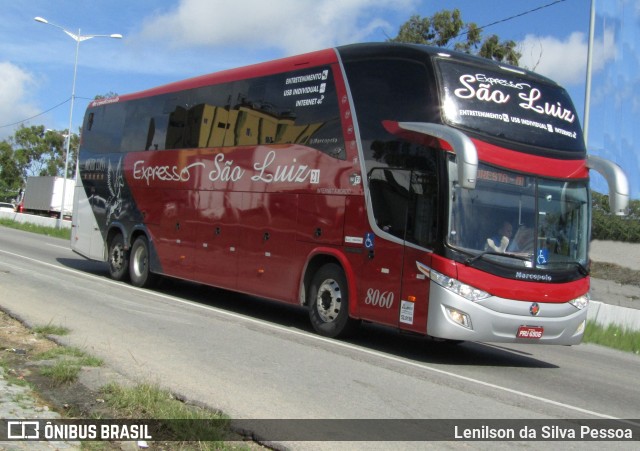 Expresso São Luiz 8060 na cidade de Caruaru, Pernambuco, Brasil, por Lenilson da Silva Pessoa. Número da foto: #12329073.