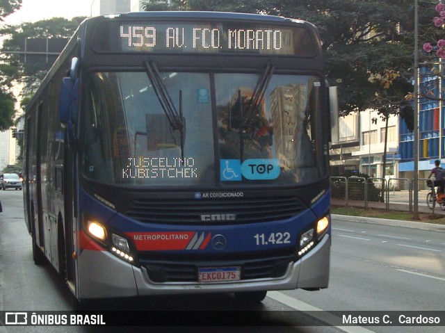 Viação Pirajuçara 11.422 na cidade de São Paulo, São Paulo, Brasil, por Mateus C.  Cardoso. Número da foto: #12330573.