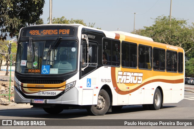 Transportes Fabio's RJ 154.024 na cidade de Rio de Janeiro, Rio de Janeiro, Brasil, por Paulo Henrique Pereira Borges. Número da foto: #12336389.