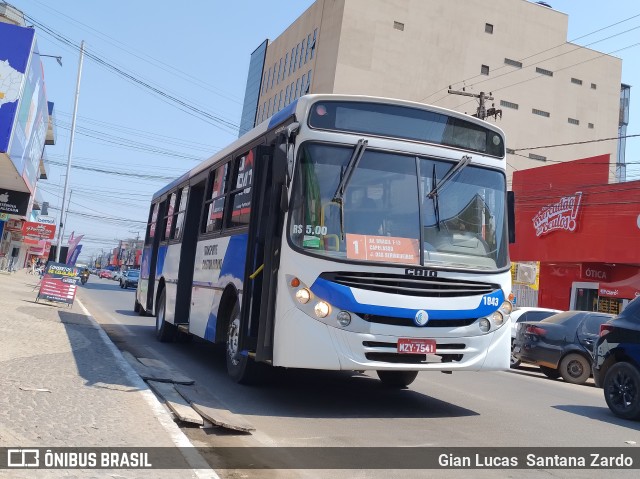 Transvida Transporte Coletivo 1843 na cidade de Ji-Paraná, Rondônia, Brasil, por Gian Lucas  Santana Zardo. Número da foto: #12297489.