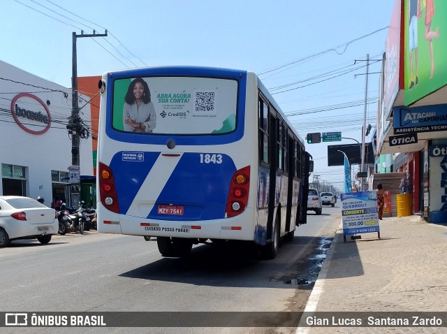 Transvida Transporte Coletivo 1843 na cidade de Ji-Paraná, Rondônia, Brasil, por Gian Lucas  Santana Zardo. Número da foto: #12297491.