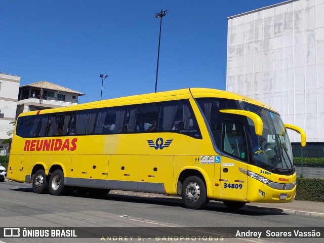 Reunidas Transportes Coletivos 34809 na cidade de Balneário Camboriú, Santa Catarina, Brasil, por Andrey  Soares Vassão. Número da foto: #12296250.