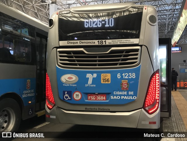 Viação Grajaú S.A. 6 1238 na cidade de São Paulo, São Paulo, Brasil, por Mateus C.  Cardoso. Número da foto: #12345374.