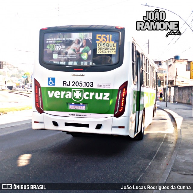 Viação Vera Cruz RJ 205.103 na cidade de Rio de Janeiro, Rio de Janeiro, Brasil, por João Lucas Rodrigues da Cunha. Número da foto: #12353231.