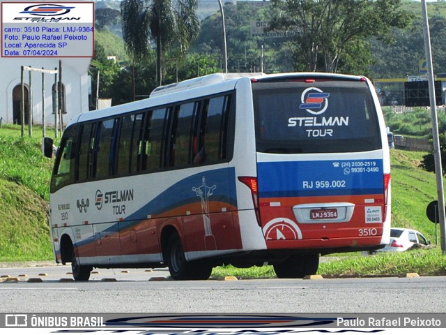 Stelman Tour Transporte Rodoviário de Passageiros 3510 na cidade de Aparecida, São Paulo, Brasil, por Paulo Rafael Peixoto. Número da foto: #12359725.
