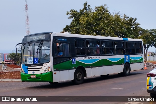 Viação Capital do Oeste 6653 na cidade de Cascavel, Paraná, Brasil, por Carlos Campos. Número da foto: #12360475.
