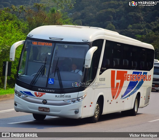 Viação Teresópolis RJ 203.058 na cidade de Petrópolis, Rio de Janeiro, Brasil, por Victor Henrique. Número da foto: #12361573.