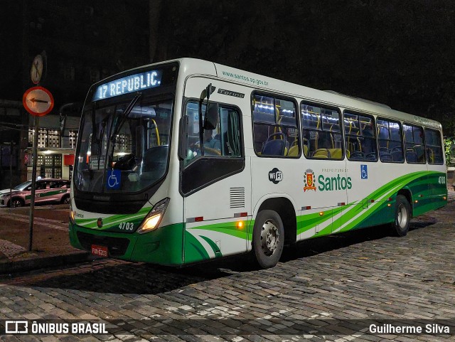 Viação Piracicabana Santos 4703 na cidade de Santos, São Paulo, Brasil, por Guilherme Silva. Número da foto: #12362832.