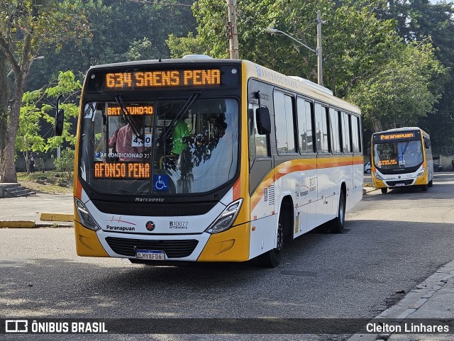 Transportes Paranapuan B10077 na cidade de Rio de Janeiro, Rio de Janeiro, Brasil, por Cleiton Linhares. Número da foto: #12367088.