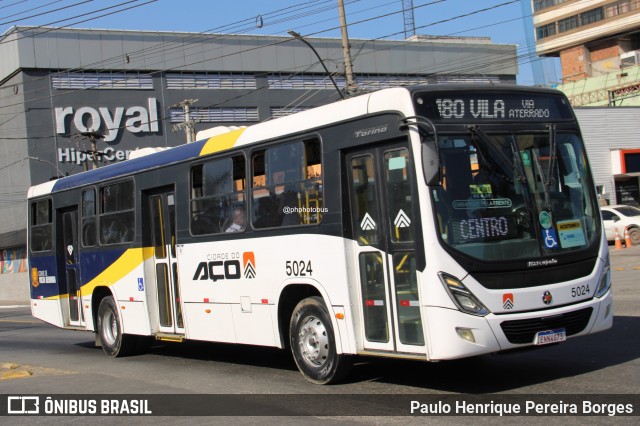 Viação Cidade do Aço 5024 na cidade de Volta Redonda, Rio de Janeiro, Brasil, por Paulo Henrique Pereira Borges. Número da foto: #12371916.