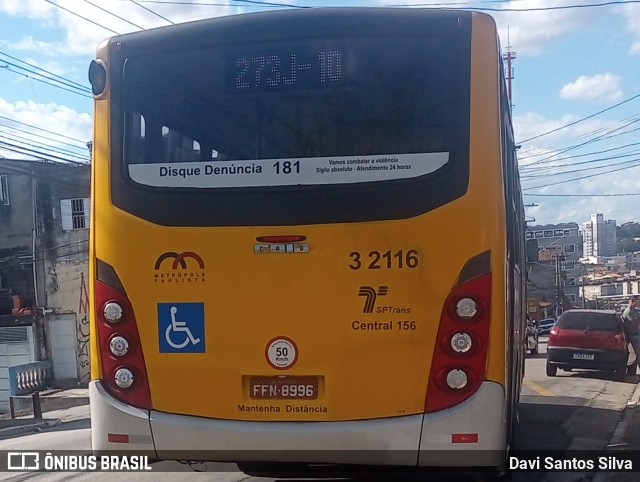 Viação Metrópole Paulista - Zona Leste 3 2116 na cidade de São Paulo, São Paulo, Brasil, por Davi Santos Silva. Número da foto: #12308415.