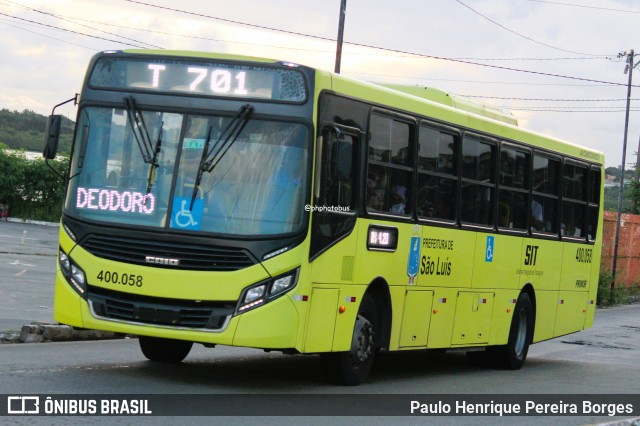 Viação Primor 400.058 na cidade de São Luís, Maranhão, Brasil, por Paulo Henrique Pereira Borges. Número da foto: #12314937.