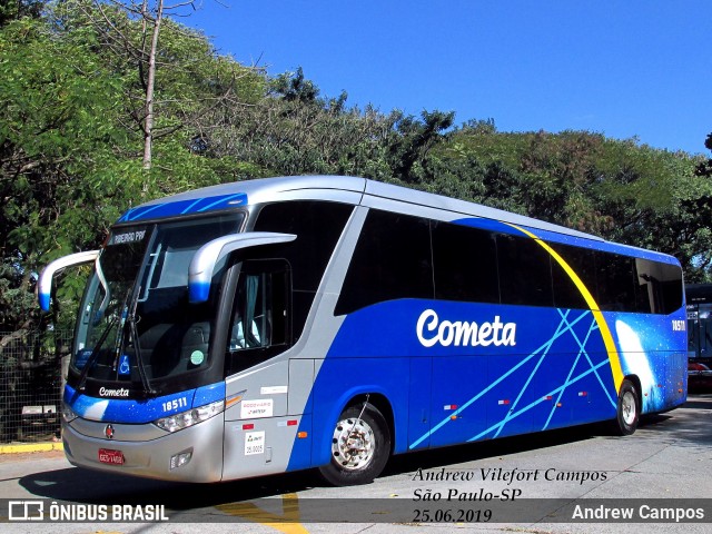 Viação Cometa 18511 na cidade de São Paulo, São Paulo, Brasil, por Andrew Campos. Número da foto: #12317699.