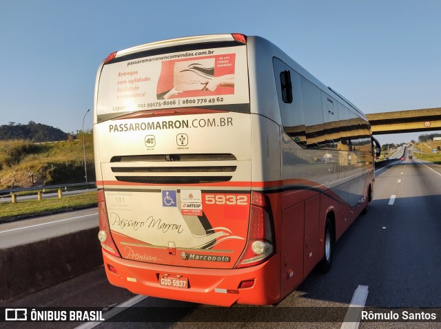 Empresa de Ônibus Pássaro Marron 5932 na cidade de Guararema, São Paulo, Brasil, por Rômulo Santos. Número da foto: #12374952.