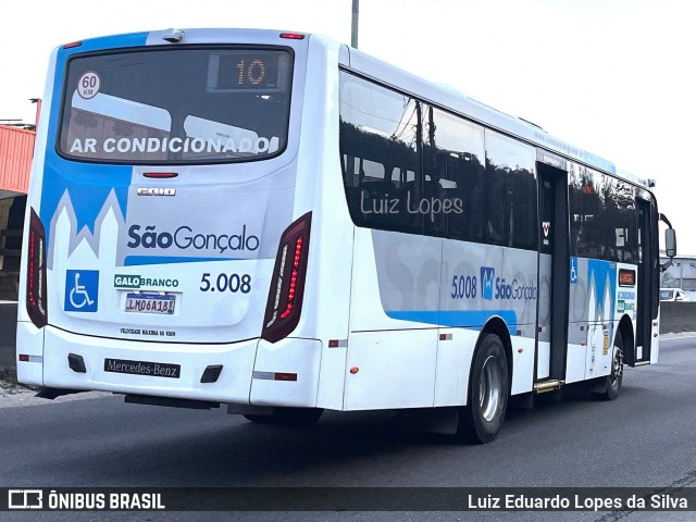 Viação Galo Branco 5.008 na cidade de São Gonçalo, Rio de Janeiro, Brasil, por Luiz Eduardo Lopes da Silva. Número da foto: #12373811.