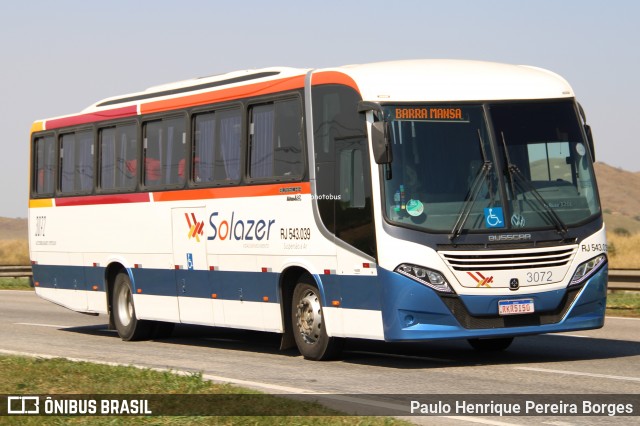 Solazer Transportes e Turismo 3072 na cidade de Porto Real, Rio de Janeiro, Brasil, por Paulo Henrique Pereira Borges. Número da foto: #12374436.
