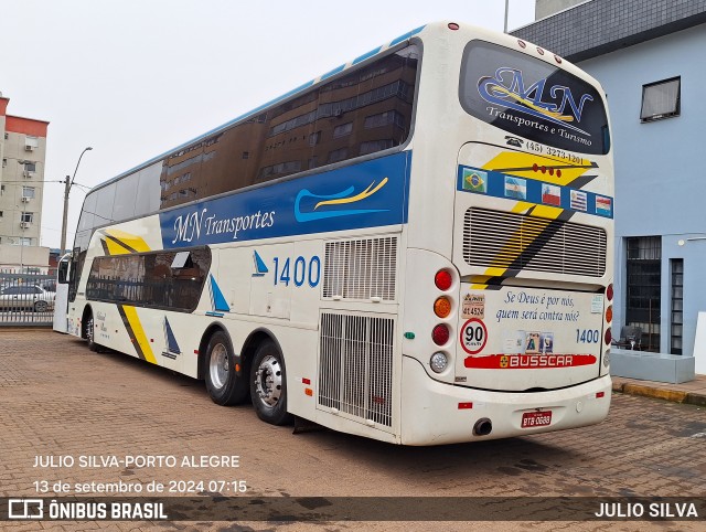 MN Transportes 1400 na cidade de Porto Alegre, Rio Grande do Sul, Brasil, por JULIO SILVA. Número da foto: #12404897.