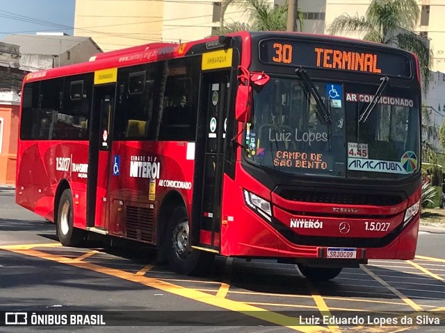 Viação Araçatuba 1.5.027 na cidade de Niterói, Rio de Janeiro, Brasil, por Luiz Eduardo Lopes da Silva. Número da foto: #12407796.