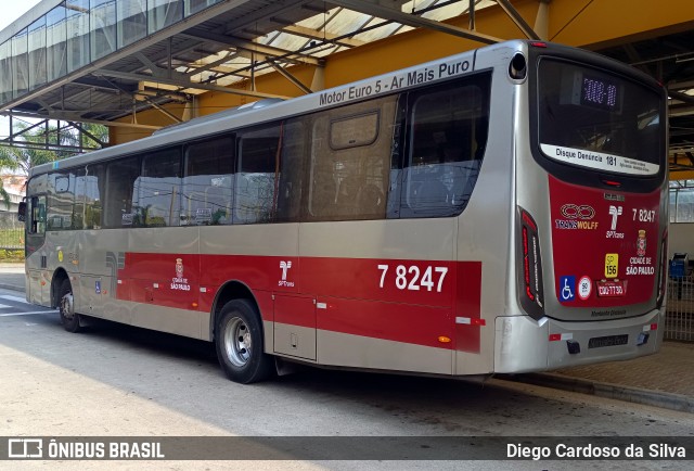 Transwolff Transportes e Turismo 7 8247 na cidade de São Paulo, São Paulo, Brasil, por Diego Cardoso da Silva. Número da foto: #12420229.