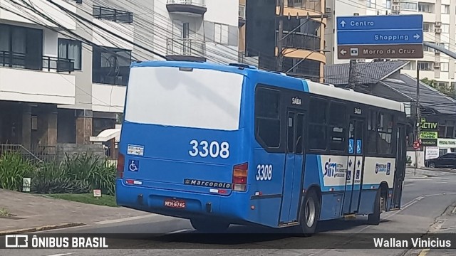 Emflotur - Empresa Florianópolis de Transportes Coletivos 3308 na cidade de Florianópolis, Santa Catarina, Brasil, por Wallan Vinicius. Número da foto: #12376706.