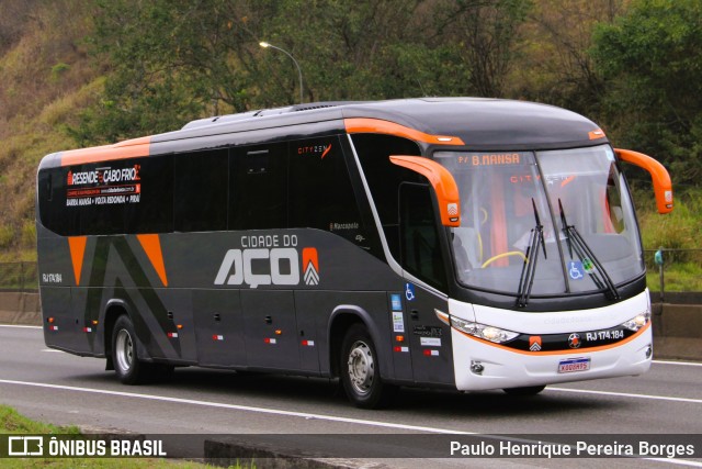 Viação Cidade do Aço RJ 174.184 na cidade de Piraí, Rio de Janeiro, Brasil, por Paulo Henrique Pereira Borges. Número da foto: #12429258.