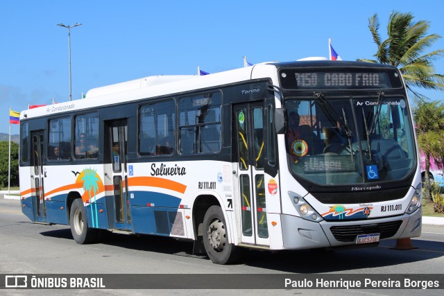 Auto Viação Salineira RJ 111.011 na cidade de Arraial do Cabo, Rio de Janeiro, Brasil, por Paulo Henrique Pereira Borges. Número da foto: #12429270.