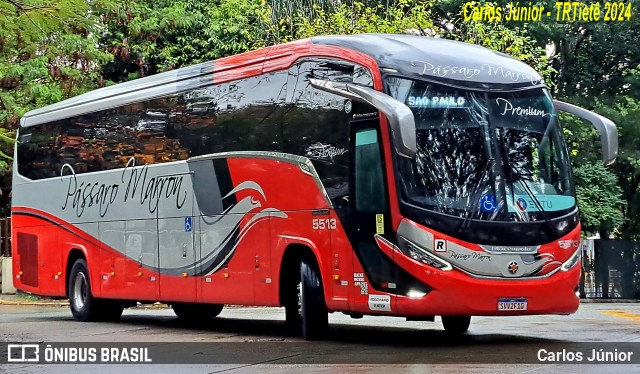 Empresa de Ônibus Pássaro Marron 5513 na cidade de São Paulo, São Paulo, Brasil, por Carlos Júnior. Número da foto: #12434011.
