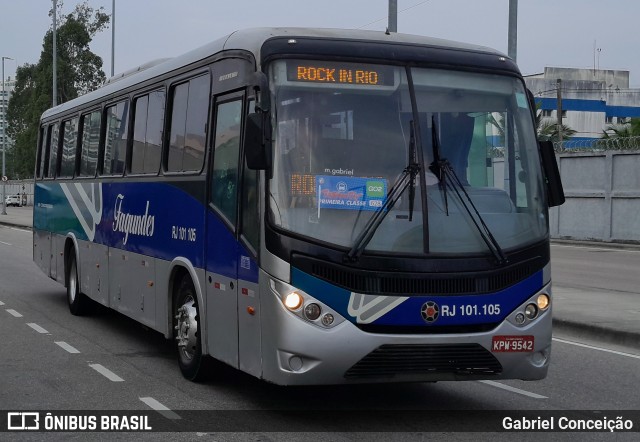 Auto Ônibus Fagundes RJ 101.105 na cidade de Rio de Janeiro, Rio de Janeiro, Brasil, por Gabriel Conceição. Número da foto: #12433872.