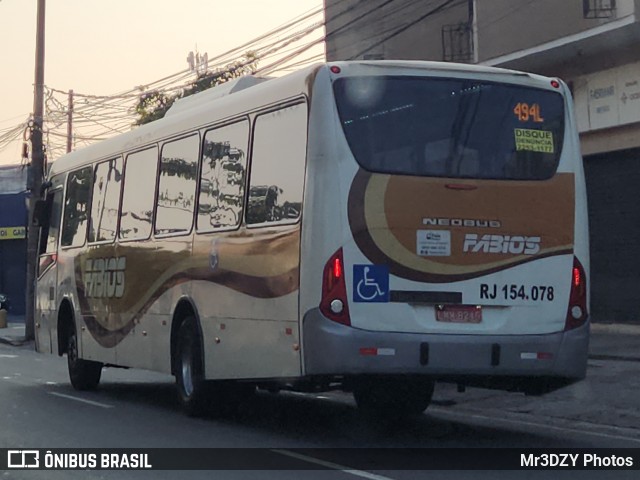 Transportes Fabio's RJ 154.078 na cidade de Rio de Janeiro, Rio de Janeiro, Brasil, por Mr3DZY Photos. Número da foto: #12436420.