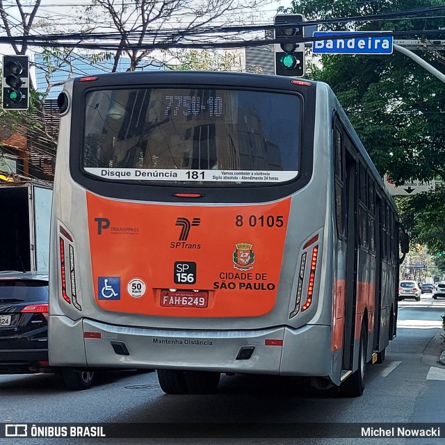 TRANSPPASS - Transporte de Passageiros 8 0105 na cidade de São Paulo, São Paulo, Brasil, por Michel Nowacki. Número da foto: #12439039.