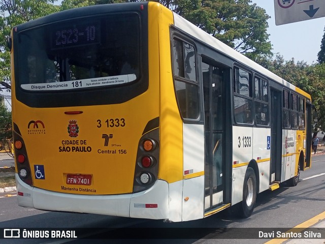Viação Metrópole Paulista - Zona Leste 3 1333 na cidade de São Paulo, São Paulo, Brasil, por Davi Santos Silva. Número da foto: #12436615.