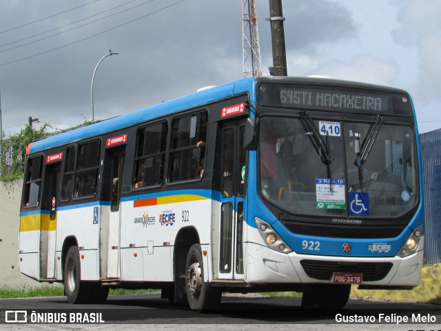 Consórcio Recife 922 na cidade de Recife, Pernambuco, Brasil, por Gustavo Felipe Melo. Número da foto: #12436331.