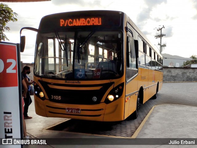 Viação Praiana 3105 na cidade de Itajaí, Santa Catarina, Brasil, por Júlio Erbani. Número da foto: #12444855.