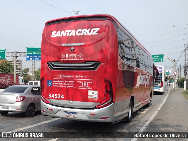 Viação Santa Cruz 34524 na cidade de São Paulo, São Paulo, Brasil, por Rafael Lopes de Oliveira. Número da foto: #12442752.