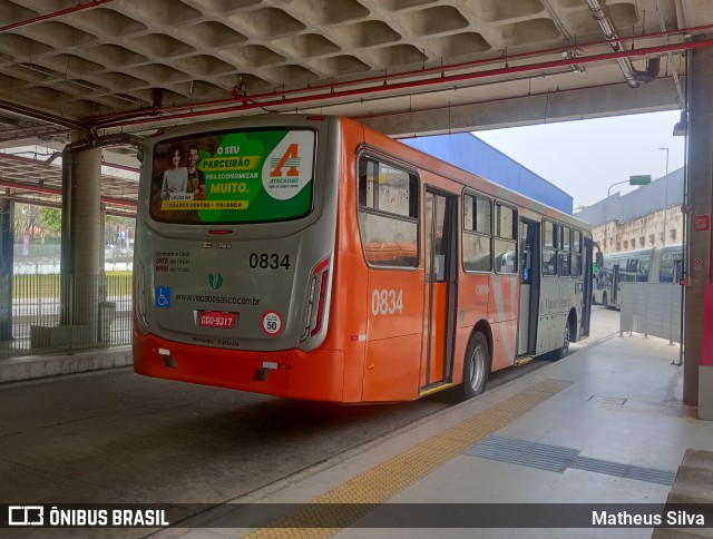 Viação Osasco 0834 na cidade de Osasco, São Paulo, Brasil, por Matheus Silva. Número da foto: #12445724.
