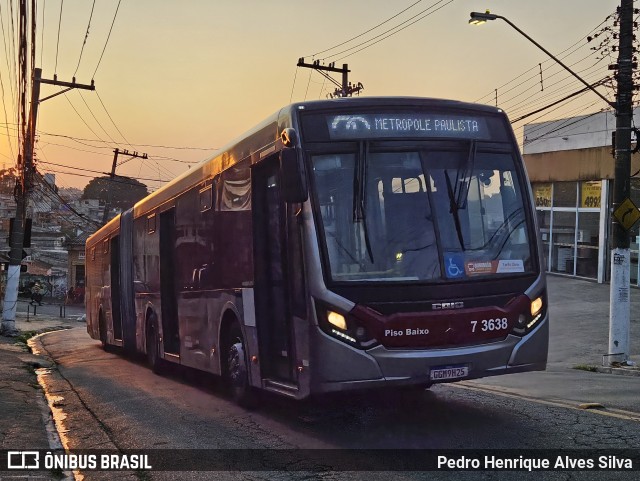 Viação Metrópole Paulista - Zona Sul 7 3638 na cidade de São Paulo, São Paulo, Brasil, por Pedro Henrique Alves Silva. Número da foto: #12378958.
