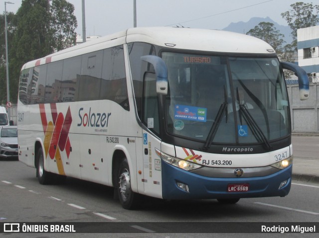 Solazer Transportes e Turismo 3247 na cidade de Rio de Janeiro, Rio de Janeiro, Brasil, por Rodrigo Miguel. Número da foto: #12449188.