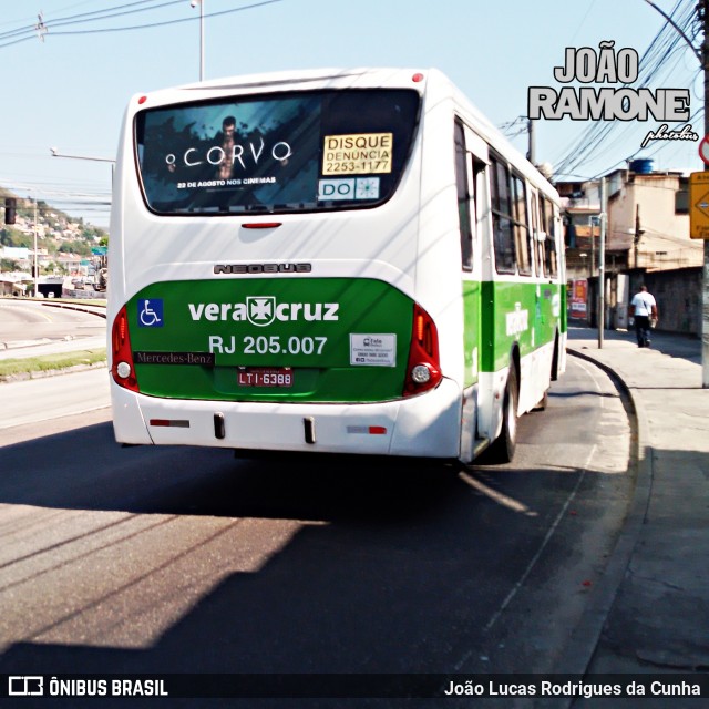 Viação Vera Cruz RJ 205.007 na cidade de Rio de Janeiro, Rio de Janeiro, Brasil, por João Lucas Rodrigues da Cunha. Número da foto: #12384692.