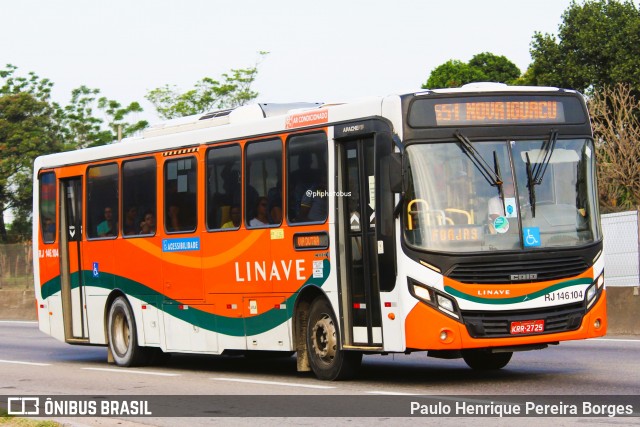 Linave Transportes RJ 146.104 na cidade de Nova Iguaçu, Rio de Janeiro, Brasil, por Paulo Henrique Pereira Borges. Número da foto: #12390412.