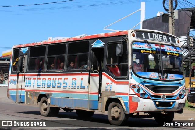 Inter Bus SRL - Linea 1 21 na cidade de San Lorenzo, Central, Paraguai, por José Paredes. Número da foto: #12393789.